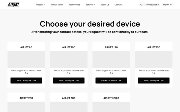Screenshot of airjet-calculator.com