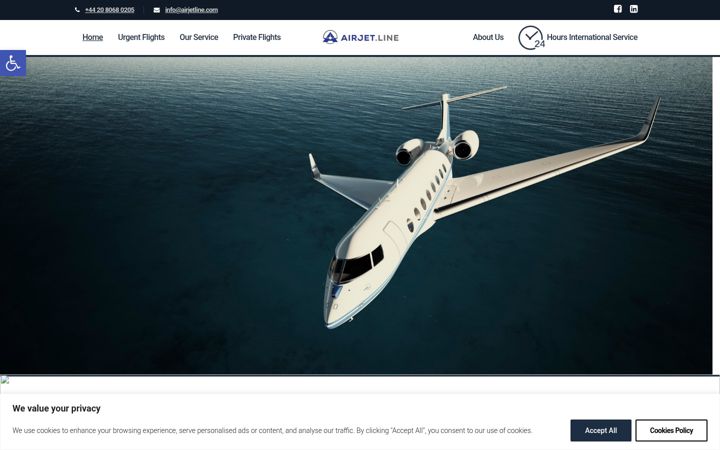 Screenshot von airjetline.com