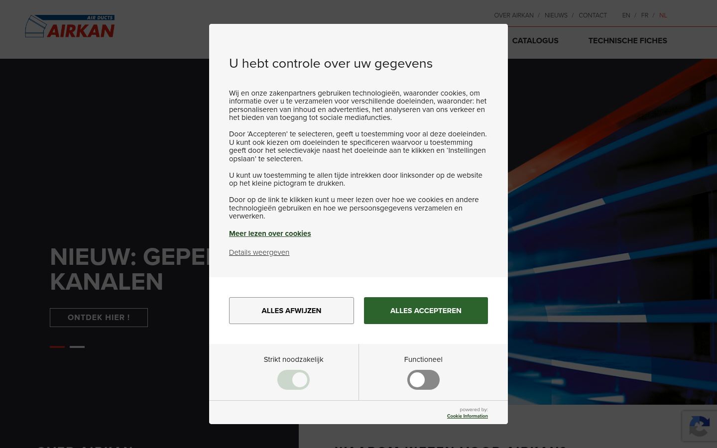 Screenshot del banner di consenso mostrato prima di qualsiasi interazione