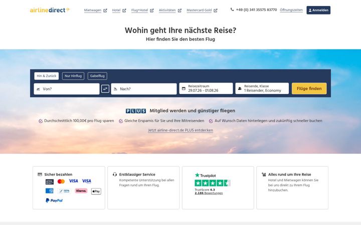 Screenshot of airline-direct.de