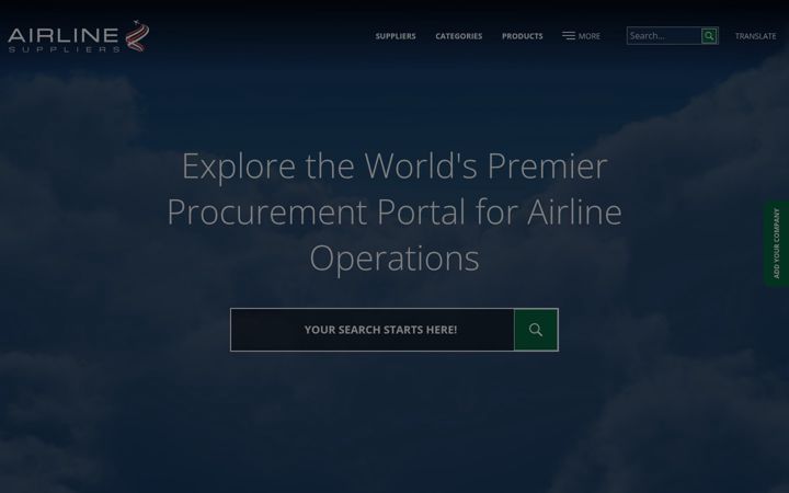 Screenshot ta' airline-suppliers.com