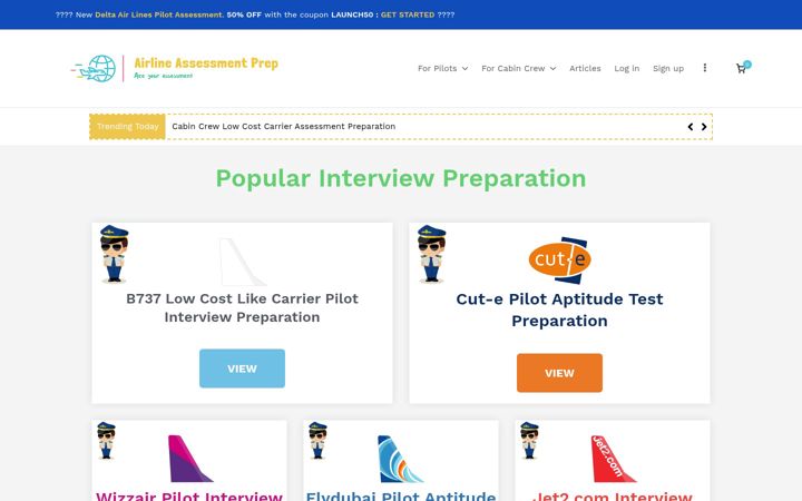 Screenshot of airlineassessmentprep.com