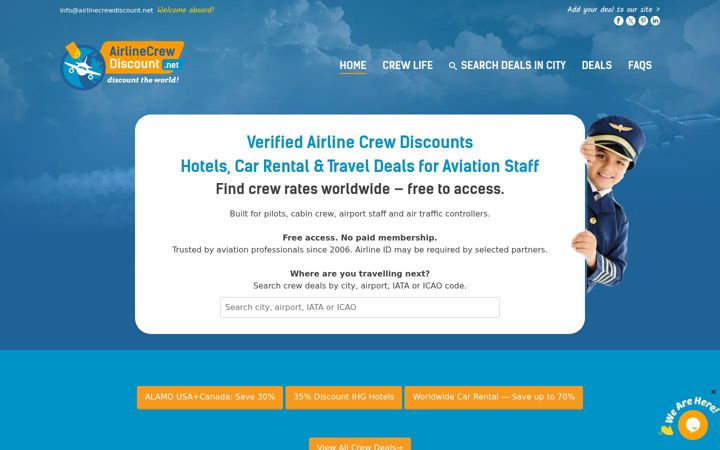 Screenshot of airlinecrewdiscount.net