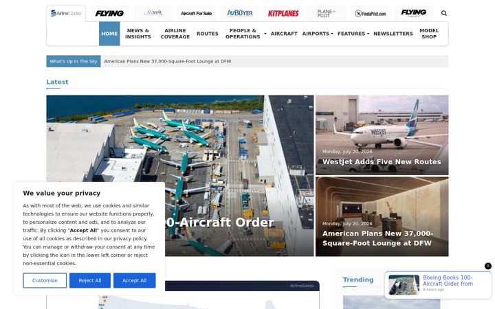 Screenshot of airlinegeeks.com