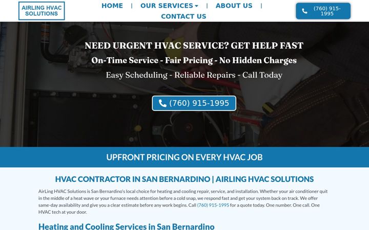 Screenshot of airlinghvac.com