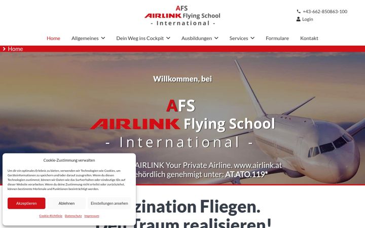Screenshot of airlink-flighttraining.com