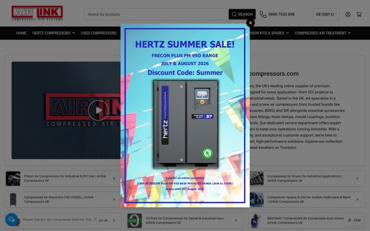 Screenshot ta' airlinkcompressors.com