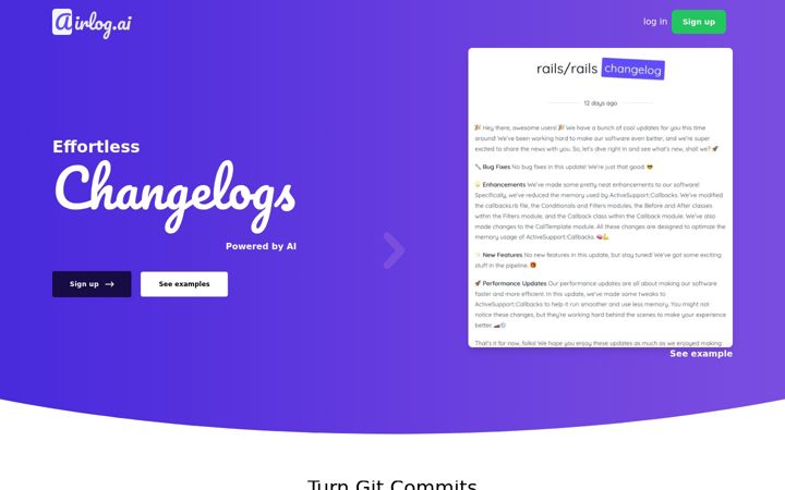 Screenshot of airlog.ai