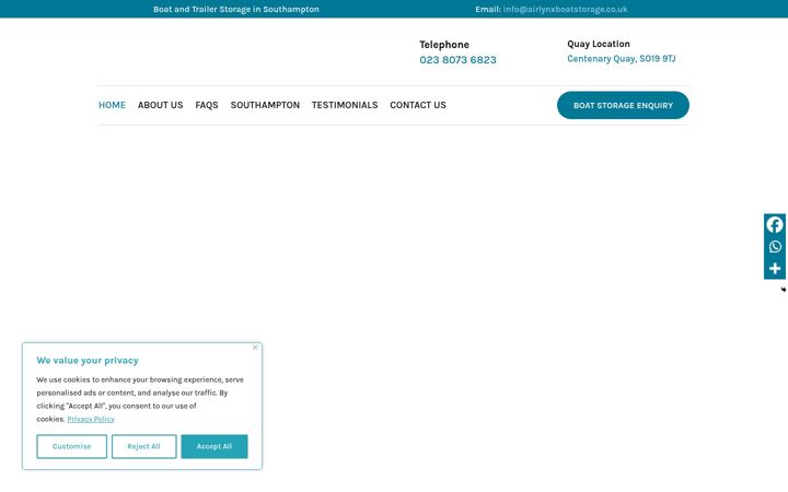 Screenshot of airlynxboatstorage.co.uk