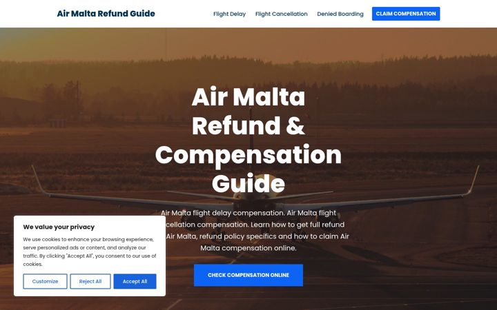 Captura de pantalla de airmaltarefund.com