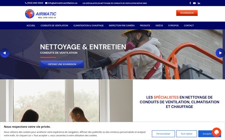 Screenshot of airmaticventilation.ca