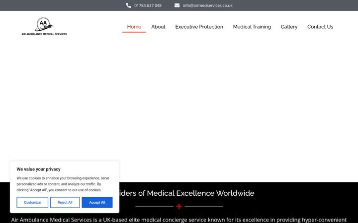 Screenshot of airmedservices.co.uk