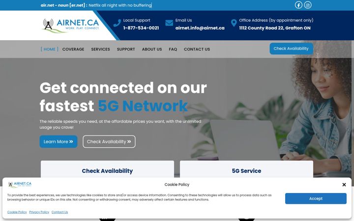 Screenshot of airnet.ca