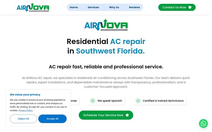 Screenshot of airnovaservices.com