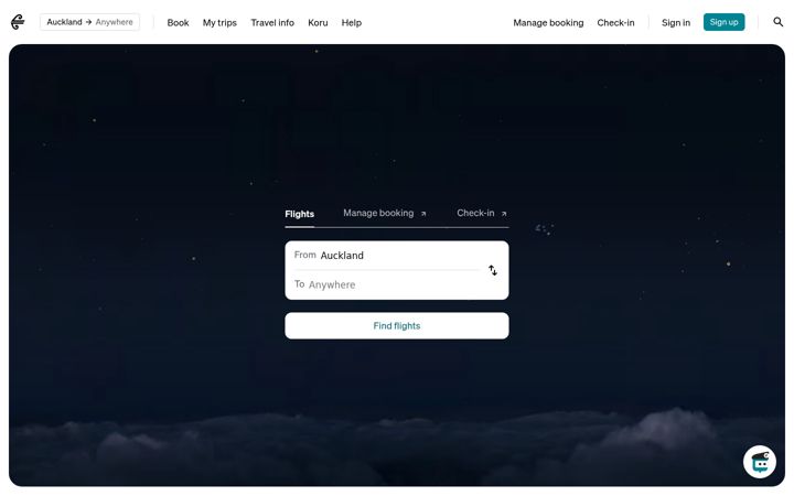 Screenshot of airnz.co.nz