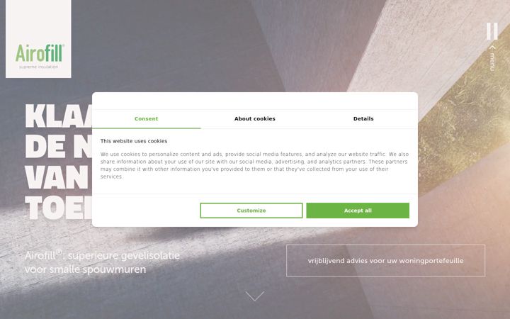 Screenshot stránky airofill.nl