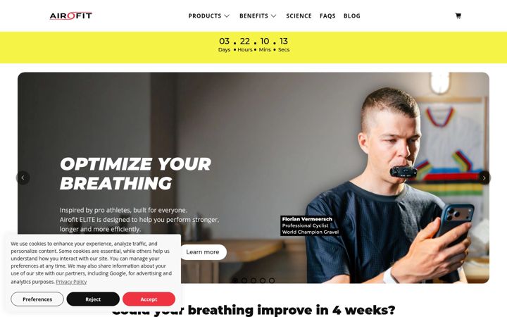 Kuvakaappaus sivustosta airofit.com