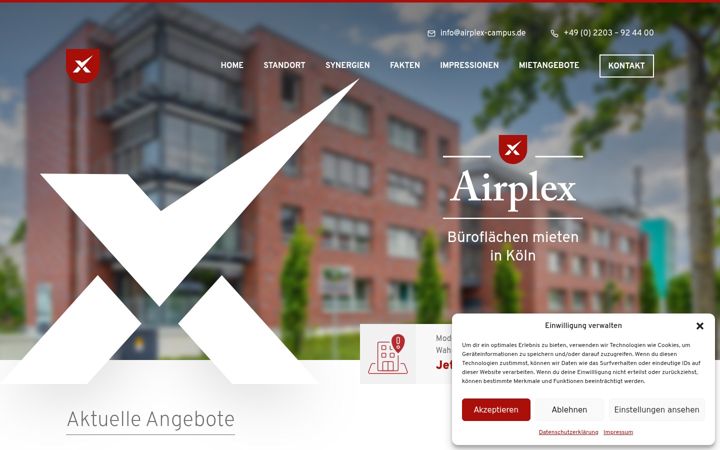 Captură de ecran a airplex-campus.de