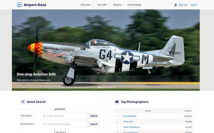 Screenshot of airport-data.com