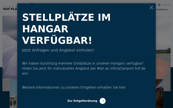 Screenshot of airport-hof.de