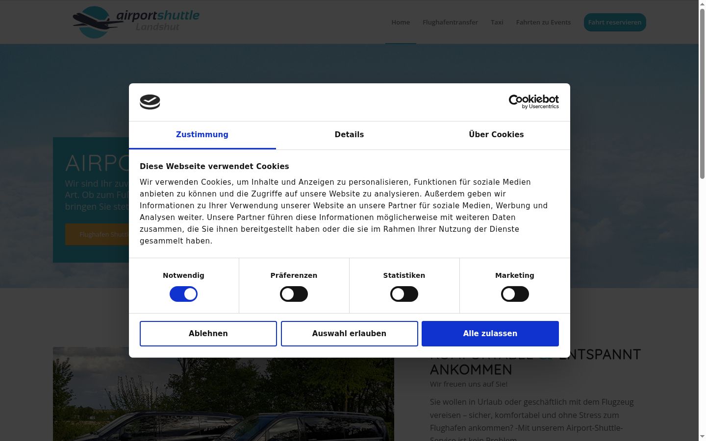 Screenshot del banner di consenso mostrato prima di qualsiasi interazione