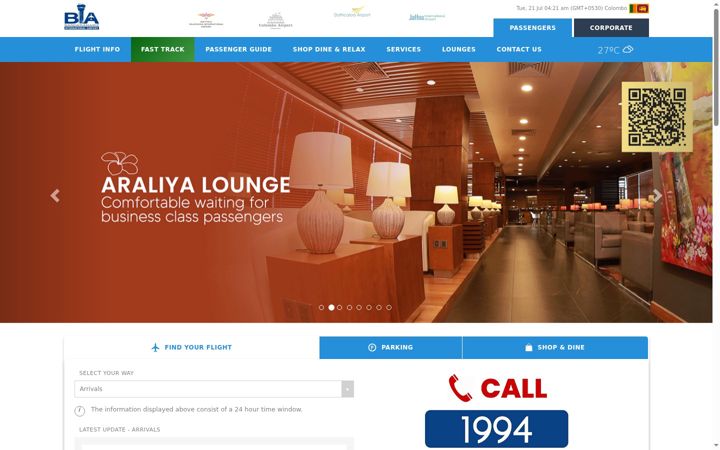 Screenshot of airport.lk
