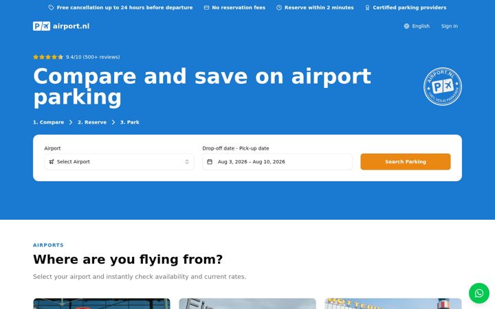 Screenshot of airport.nl