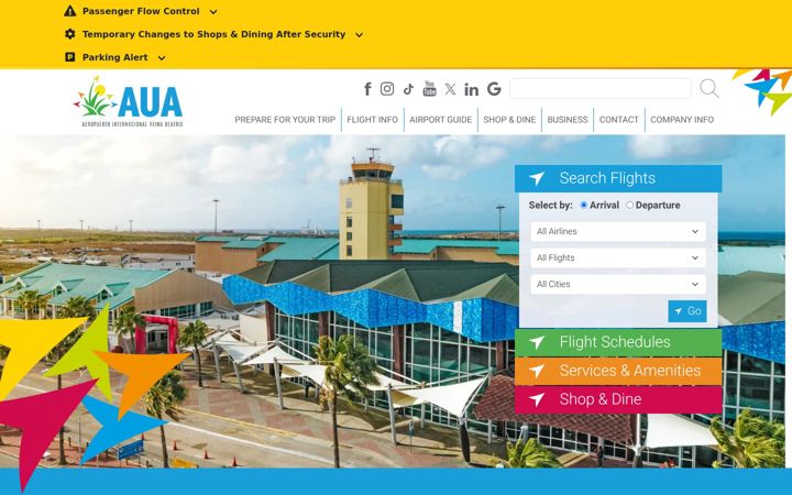 Captura de ecrã de airportaruba.com