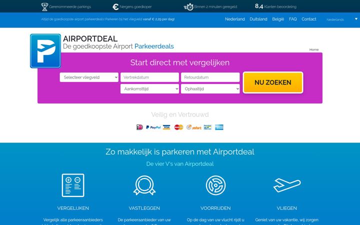 Ekrānuzņēmums no airportdeal.de