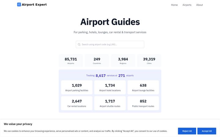 Screenshot of airportexpert.com