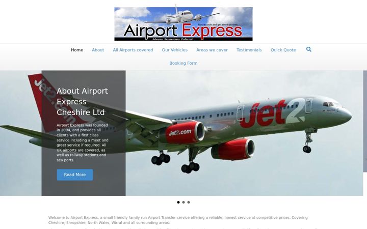 Screenshot of airportexpresscheshire.co.uk