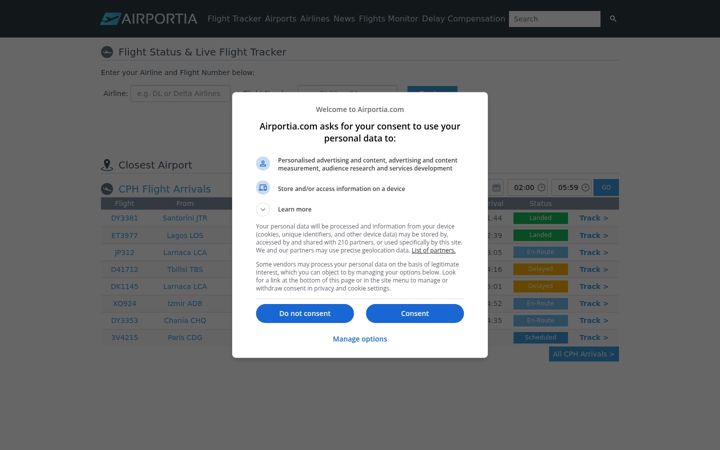 Screenshot of airportia.com
