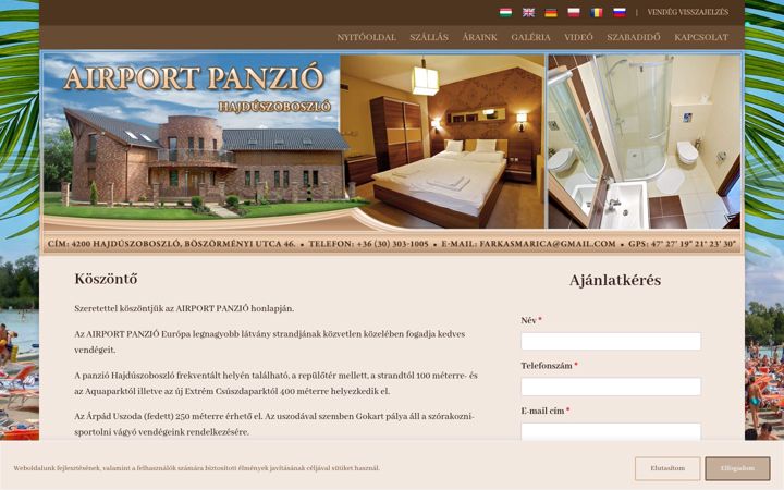Screenshot of airportpanzio.hu