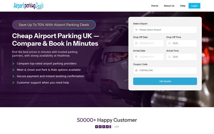 Skjámynd af airportparkingdeals.uk