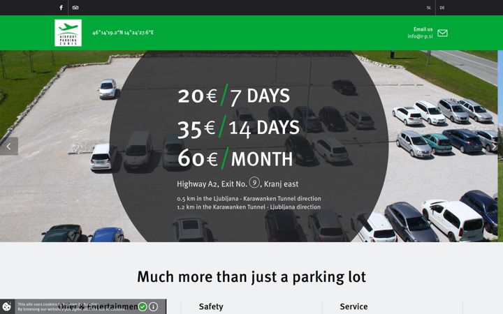 Screenshot of airportparkingljubljana.si