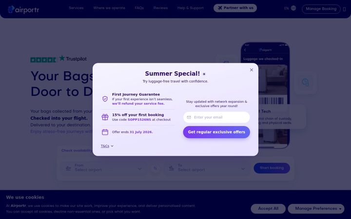 Screenshot di airportr.com