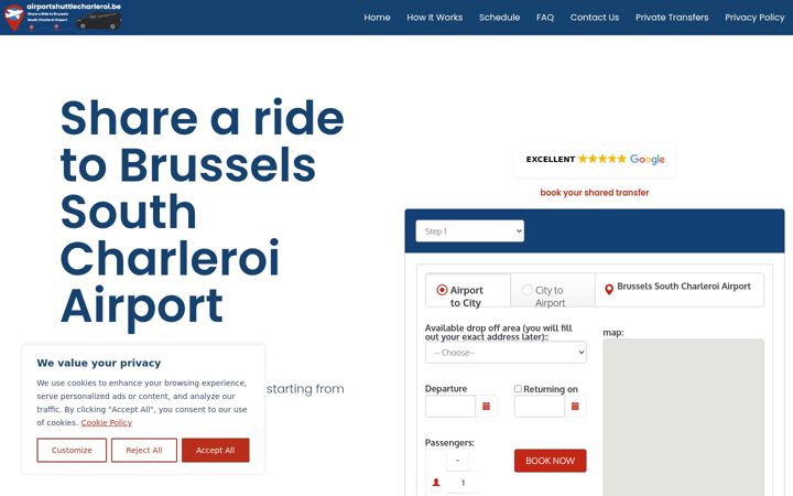 Screenshot stránky airportshuttlecharleroi.be