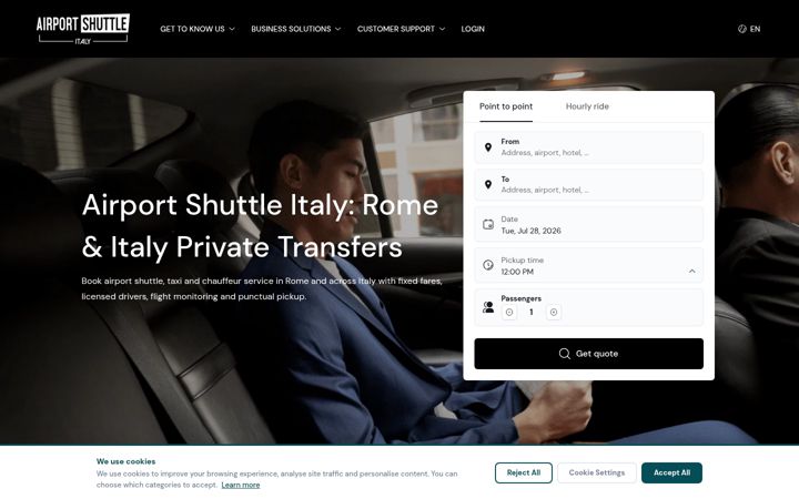 Screenshot stránky airportshuttleitaly.it