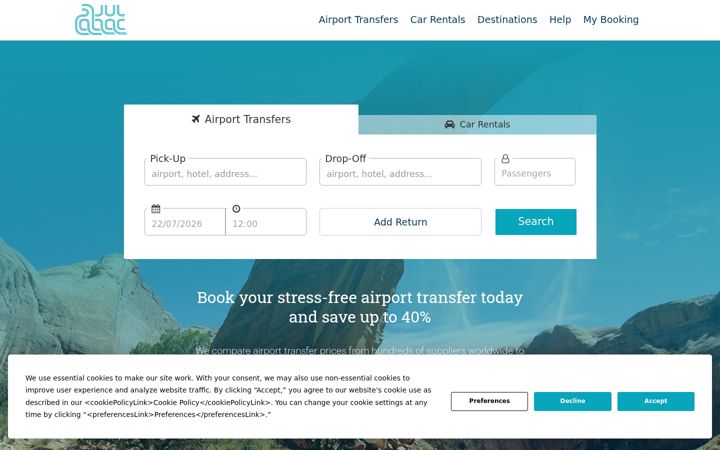 Screenshot of airportstaxitransfers.com