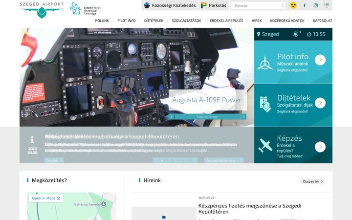 Screenshot of airportszeged.hu