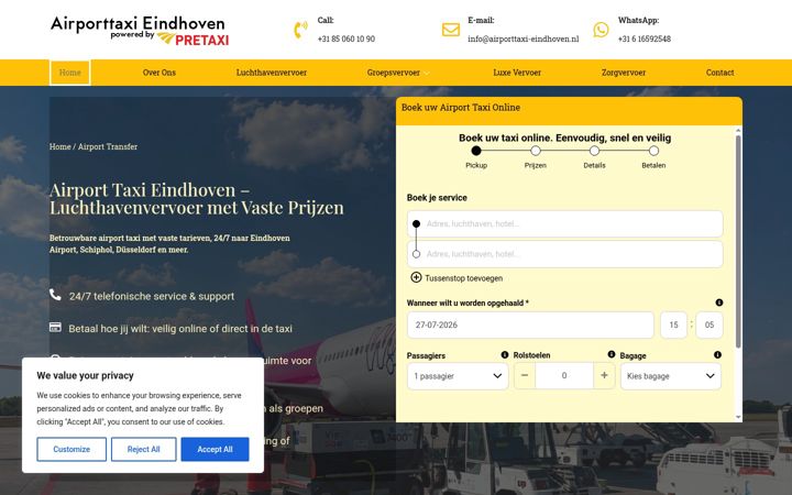 Screenshot of airporttaxi-eindhoven.nl