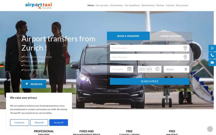Captura de pantalla de airporttaxitransfers.ch