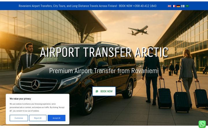 Screenshot of airporttransferarctic.com