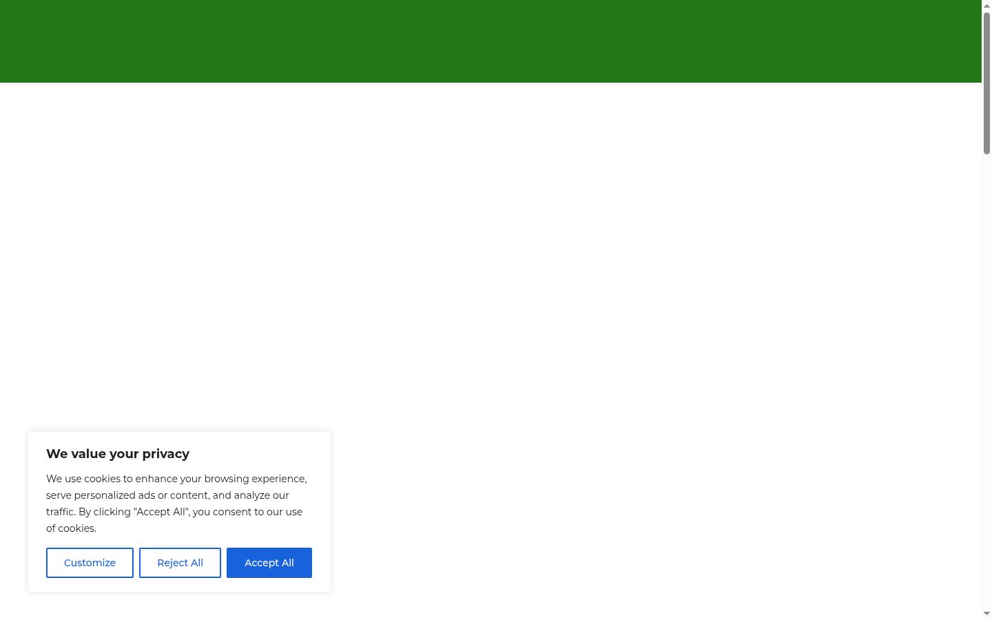 Screenshot του banner συγκατάθεσης που εμφανίστηκε πριν από οποιαδήποτε αλληλεπίδραση