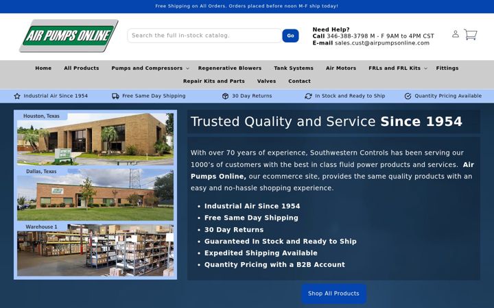 Screenshot of airpumpsonline.com
