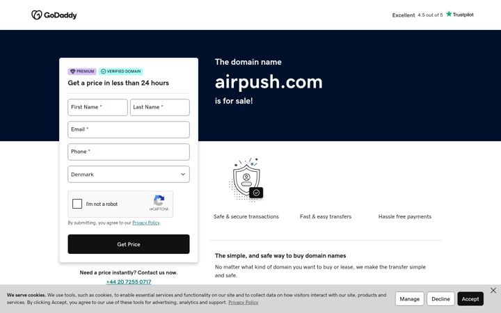 Snímek obrazovky airpush.com