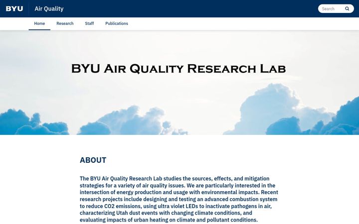 Screenshot of airquality.byu.edu
