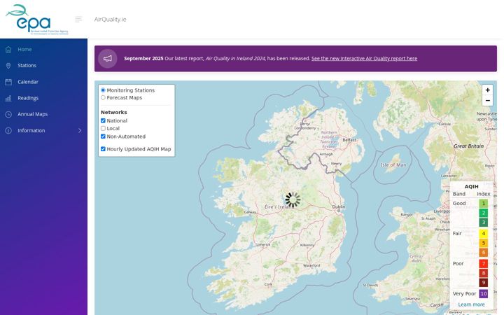 Screenshot of airquality.ie