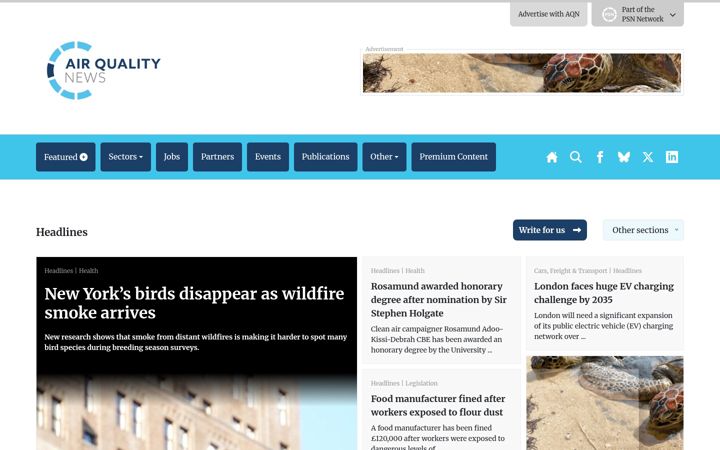 Екранна снимка на airqualitynews.com