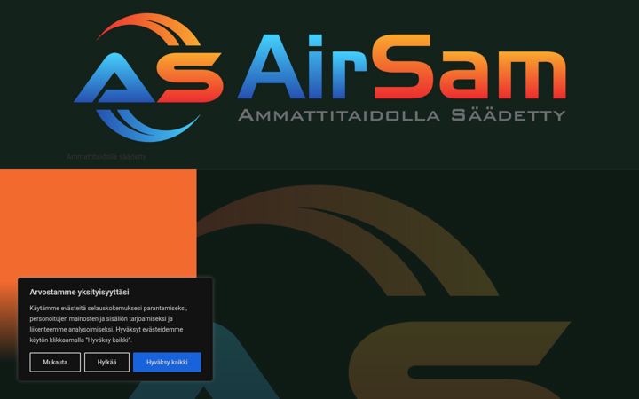 Screenshot of airsam.fi